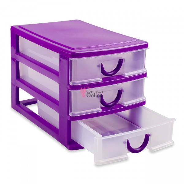 Cutie beauty case CB pentru accesorii cu 3 sertare mov mare, art MJ 1097533